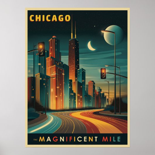 Chicago Magnificent Mile Vintag Poster (Vorne)