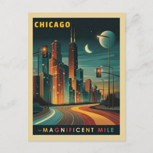 Chicago Magnificent Mile Vintage Postkarte
