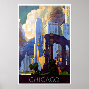 Chicago-Malerei vintage Reiseposter Illinois Poster