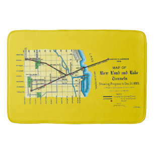 Chicago Map 1899 Land Lake Tunnel Harrison Crib Badematte