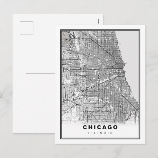 Chicago Map Feiertagspostkarte (Vorne/Hinten)