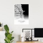 Chicago Map - Illinois IL - City Map Poster (Heimbüro)