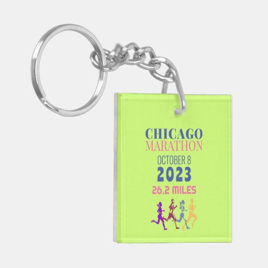 Chicago Marathon 2023 Green Custom Text Schlüsselanhänger (Vorderseite links)