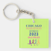 Chicago Marathon 2023 Green Custom Text Schlüsselanhänger (Vorderseite)