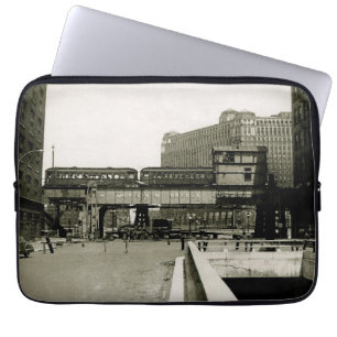 CHICAGO MERCHANDISE MART TROLLEY ZUG WATERCOLOR LAPTOPSCHUTZHÜLLE