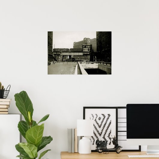 CHICAGO MERCHANDISE MART TROLLEY ZUG WATERCOLOR POSTER (Heimbüro)