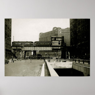 CHICAGO MERCHANDISE MART TROLLEY ZUG WATERCOLOR POSTER