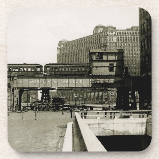 CHICAGO MERCHANDISE MART TROLLEY ZUG WATERCOLOR UNTERSETZER (Vorderseite)