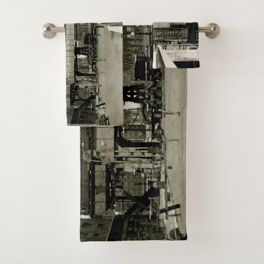 CHICAGO-MESSE-LAUFKATZE-ZUG-AQUARELL BADHANDTUCH SET (Insitu)