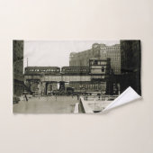 CHICAGO-MESSE-LAUFKATZE-ZUG-AQUARELL BADHANDTUCH SET (Handtuch)