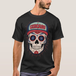 Chicago Mexican Männer Zucker Schädel Il City Tag T-Shirt