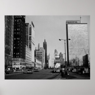 Chicago Michigan Avenue 1964 Vintage Fotografie Poster