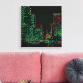 Chicago Michigan Avenue 1967 Neon Glow Nachtbild Leinwanddruck (Insitu (Wohnzimmer))