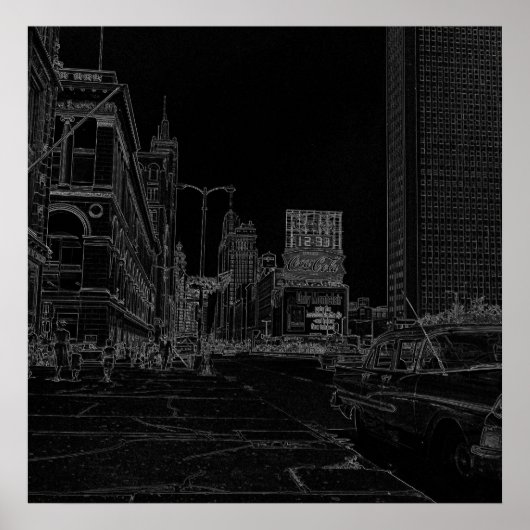 Chicago Michigan Avenue in den 1960er Jahren glühe Poster (Vorne)