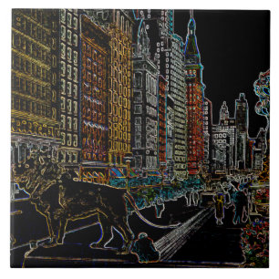 Chicago Michigan Avenue Kunstinstitut Löwen Neon Fliese