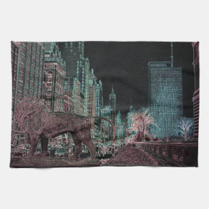CHICAGO MICHIGAN AVENUE @ KUNSTMUSEUM 1967 NEON KÜCHENTUCH