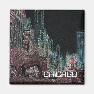 CHICAGO MICHIGAN AVENUE @ KUNSTMUSEUM 1967 NEON MAGNET