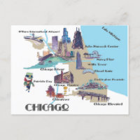 Chicago Michigan Karte mit Sehenswürdigkeiten