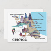 Chicago Michigan Karte mit Sehenswürdigkeiten (Vorne/Hinten)