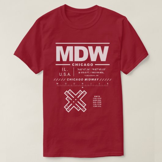 Chicago Midway International Airport MDW T - Shirt (Design vorne)
