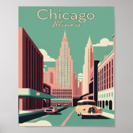 chicago Minimalistisch Vintage Travel Art Poster