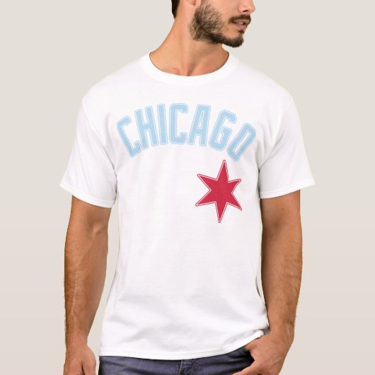 Chicago mit Flaggen-Sternt-shirt T-Shirt (Vorderseite)