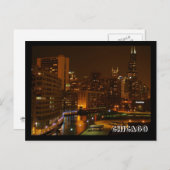 CHICAGO mit Nachtpostkarte Postkarte (Vorne/Hinten)