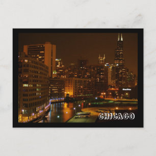 CHICAGO mit Nachtpostkarte Postkarte