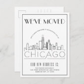 Chicago Modern Deko | Änderung der Anschrift Ankündigungspostkarte (Vorne/Hinten)