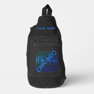 Chicago Modern Schwarz Blau Benutzerdefiniert Crossbody Bag