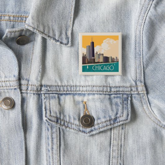 Chicago | Modern Skyline Button (Beispiel)
