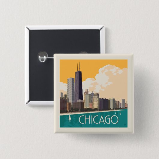 Chicago | Modern Skyline Button (Vorne & Hinten)