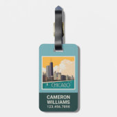 Chicago | Modern Skyline Gepäckanhänger (Rückseite vertikal)