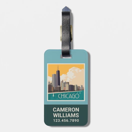Chicago | Modern Skyline Gepäckanhänger (Rückseite vertikal)