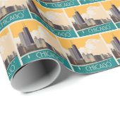 Chicago | Modern Skyline Geschenkpapier (Rolleneckpunkt)