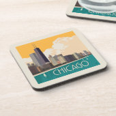 Chicago | Modern Skyline Getränkeuntersetzer (Linke Seite)