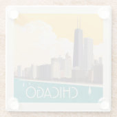 Chicago | Modern Skyline Glasuntersetzer (Rückseite)