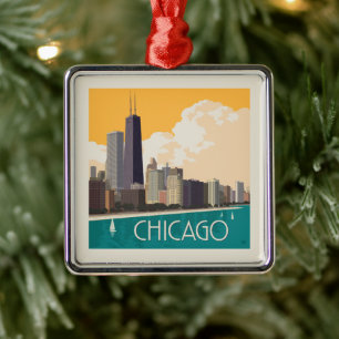 Chicago   Modern Skyline Ornament Aus Metall