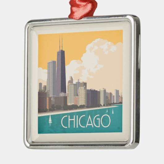 Chicago | Modern Skyline Ornament Aus Metall (Links)