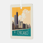 Chicago | Modern Skyline Ornament Aus Metall (Vorderseite links)