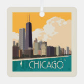 Chicago | Modern Skyline Ornament Aus Metall (Vorderseite)