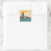 Chicago | Modern Skyline Quadratischer Aufkleber (Tasche)