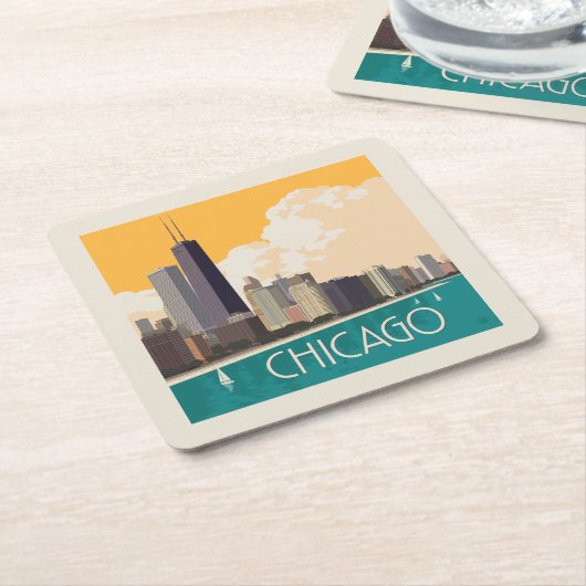 Chicago | Modern Skyline Rechteckiger Pappuntersetzer (angewinkelt)