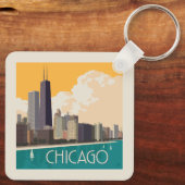 Chicago | Modern Skyline Schlüsselanhänger (Rückseite)