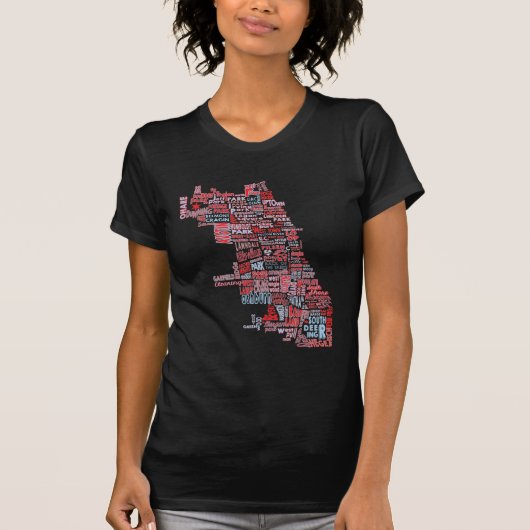 Chicago-Nachbarschafts-Karte T-Shirt (Vorderseite)