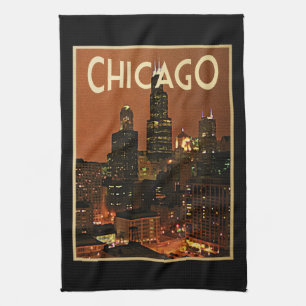 Chicago nachts küchentuch
