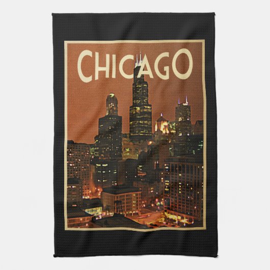 Chicago nachts küchentuch (Vertikal)