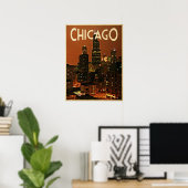 Chicago nachts poster (Heimbüro)