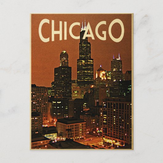 Chicago nachts postkarte (Vorderseite)