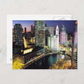 Chicago nachts postkarte (Vorne/Hinten)